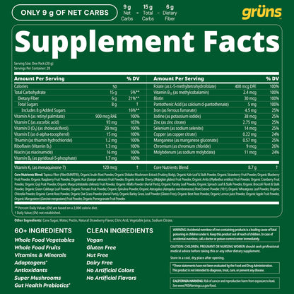 Gruns Adults Super Greens Multivitamin Gummies